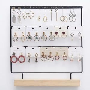 Expositor de Pendientes de Metal con Base de Madera, Organizador de Joyería, Soporte para Exhibición de Pendientes para Mostrador de Tienda - Product Image 2