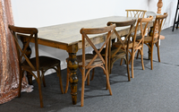 Table de salle à manger en bois Vintage de ferme rustique avec pieds de Table incurvés de beauté