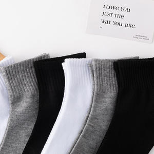 <b>Men's</b> <b>Ankle</b> <b>Socks</b> Solid Color 100% Cotton Knitted Breathable Daily Wear Spring Style Black Gray White - Product Image 4