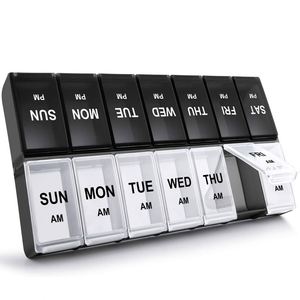 Organizador de Pastillas Semanal de Gran Volumen, 7 Días, AM/PM, 14 Compartimentos, Caja de Plástico para Píldoras - Product Image 1