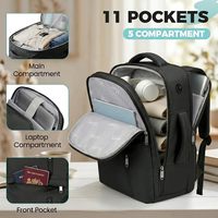 Sac à dos de voyage noir pour Ryanair, en velours, sous siège, 40x30x20, 24L, avec poche humide, compatible ordinateur portable 15,6 pouces