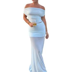 Ensemble 2 pièces personnalisé pour femme 2026 – Haut court sans manches et jupe en maille – Tenue d'été respirante en mousseline, élasthanne et polyester - Product Image 6