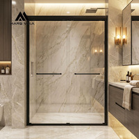 Porte de douche coulissante double Mars Villa noir mat, fabricant et fournisseur, délai de livraison personnalisé 15-45 jours