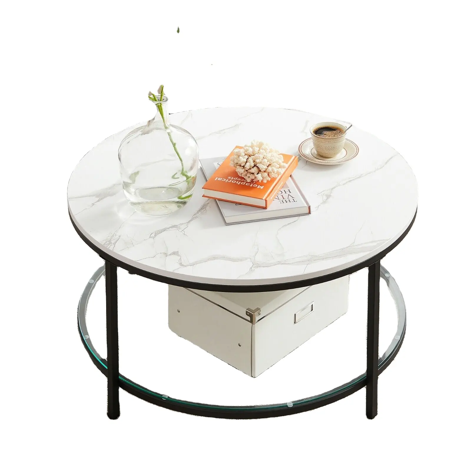Table basse ronde en marbre blanc, meubles de salon, Table d'entrée, Tables basses de luxe