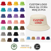 Chapeau Bob de Pêcheur Personnalisé en Coton Sergé Anti-UV UPF 50+ avec Logo Brodé, Large et Multicolore, pour Hommes et Femmes, Vente en Gros