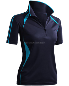 Camiseta de Mujer, Tejida, Transpirable, Antiarrugas, Antipilling, Casual, Manga Corta, con Cierre, Azul, Poliéster 220g, Personalizable - Product Image 2