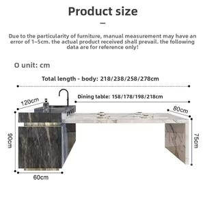 <span class=keywords><strong>Table</strong></span> îlot extensible de luxe en pierre frittée <span class=keywords><strong>avec</strong></span> éclairage LED intégré pour cuisine et meuble de rangement domestique - Product Image 5