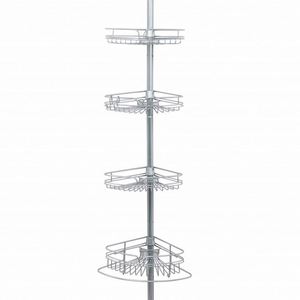 Schwarz Stangen Wandregal Aufbewahrung Organizer Iron 4 Ebenen Teleskop-Eckregal Modern Badezimmerregal Duschablage Zum - Product Image 6