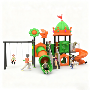 Ensemble <span class=keywords><strong>de</strong></span> balançoires <span class=keywords><strong>de</strong></span> terrain <span class=keywords><strong>de</strong></span> jeu éducatif commercial en plein air avec <span class=keywords><strong>toboggan</strong></span>, équipement d'amusement durable en vinyle et en acier pour enfants - Product Image 1