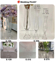 Vase à fleurs transparent rayé haut en verre clair pour centre de table de mariage, fournitures de mariage SMS Factory pour la décoration d'événements
