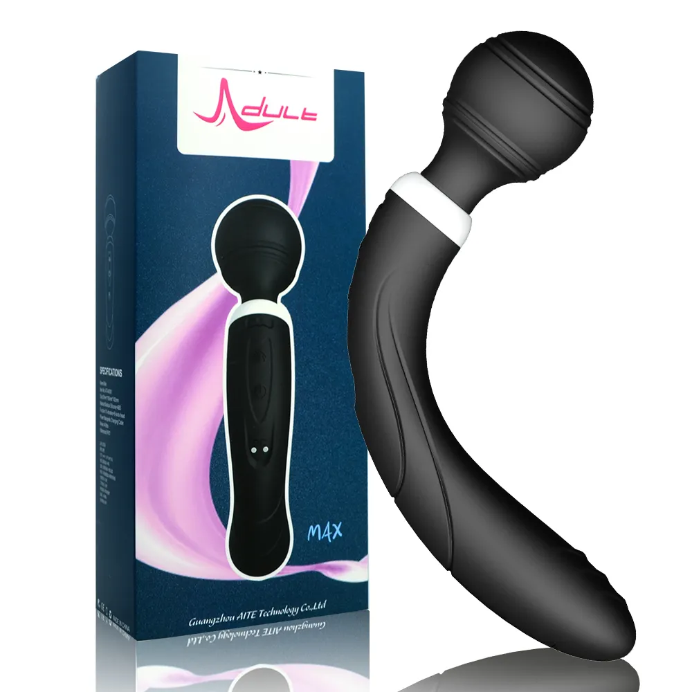AV Wand Vibrator With 10 Speeds Named Max Charger 1.5h Working Time Black huge vibrator