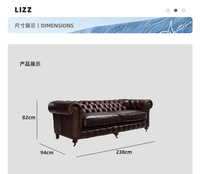 Ensemble de canapés de luxe haut de gamme, canapé de bureau en cuir marron style campagnard pour la maison, le bureau, l'appartement, l'utilisation commerciale