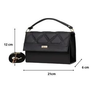 Sac bandoulière noir Calista pour femme Fana, en cuir renforcé, imperméable, motif en losanges, avec une seule poignée, pour un usage quotidien - Product Image 3
