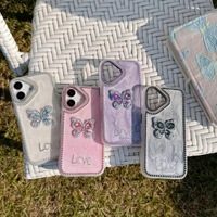 Coque de téléphone antichoc en TPU souple avec motif coquillage et strass papillon style INS pour iPhone 17/18/16 Pro Max