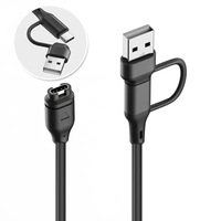 Chargeur universel USB C de remplacement tressé en nylon pour chargeur de montre intelligente Garmin avec adaptateurs de connecteur de type C et USB a