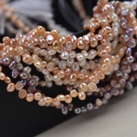 Perles baroques de culture d'eau douce de qualité AAA, trou latéral, multicolores, 3-4 mm, en fil, pour bijoux DIY – Vente chaude