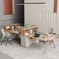 Bureau de personnel moderne et minimaliste pour le télétravail, poste de travail pour quatre à six personnes, avec armoire latérale de rangement, boîte à câbles, en PVC, Qian