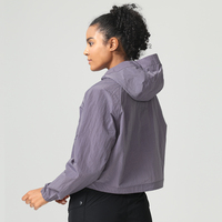 Veste de course personnalisée pour femmes en plein air, fermeture éclair, vêtements de sport à séchage rapide, veste à capuche à manches longues, course à pied, haut de fitness