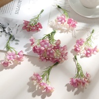 Bunga Hydrangea Buatan Tangan 4 Kuntum Sutra Kecil untuk DIY Jepit Rambut, Aksesoris Rambut Pengantin Pernikahan, Hari Valentine, Wisuda, Paskah