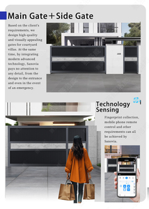 Nouvelles portes coulissantes électriques en alliage d'aluminium de style chinois pour cour de villa et garage, pour maisons individuelles rurales, cadre métallique - Product Image 5