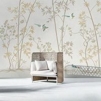 Papier peint esthétique moderne de style chinois à motifs floraux et oiseaux, pour mur de fond de télévision, hall d'entrée et salon, papier peint et fresques personnalisés