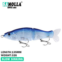 Leurre Vivant SAMOLLA 135mm/30g, Crankbait Flottant Multi-Segment en Plastique, à Lentaune Coulée, Longue Portée, pour Pêche en Bateau en Eau Salée