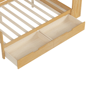 Modern Wooden Full Size Daybed with Storage Shelves Multi-functional Bed with Two Storage Drawers <b>Study</b> <b>Desk</b> Natural for Bedroom - Product Image 5