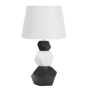 Lampada da Tavolo in Ceramica con Attacco E27, Bianco e Nero, Dimensioni 41x24x24 cm, Ideale per Illuminazione Decorativa - Product Image 1