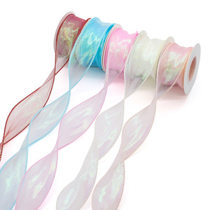 FangZHI Iridescent Organza Ribbon 4Cm Solid Color Glitter Woven For Flower Packaging Diy Gift Decoration - Product Image 4