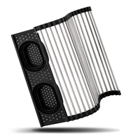 Sur l'évier rouler support de séchage à vaisselle pliable cuisine silicone sèche-linge en acier inoxydable rouleau égouttoir tapis
