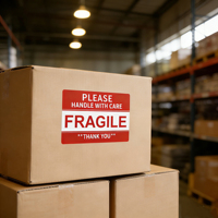 Ruban fragile rouge personnalisé, imperméable, adhésif de sécurité, autocollant d'avertissement pour les étiquettes d'expédition et l'utilisation en supermarché