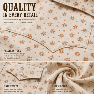 Vêtements occidentaux pour hommes, chemise de cowboy à imprimé floral de luxe sur mesure, boutons perlés, manches longues, marque privée, fabricant OEM ODM - Product Image 3