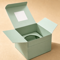 Boîte d'emballage cosmétique personnalisée en carton vert sauge, pliable, pour pot de crème, avec insert découpé rond, boîte en papier pour soins de la peau, vente en gros