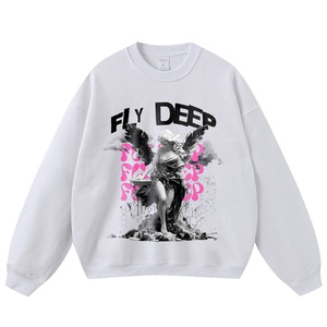 Felpa con Cappuccio Acid Wash con Stampa Angelo Monocolo e Croce, Stile Invernale High Street, Vestibilità Ampia, Tendenza 2026 - Product Image 6