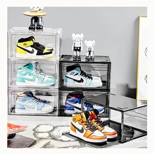 Scatola da scarpe in plastica trasparente personalizzata vetrina per scarpe in acrilico custodia per negozio con Logo Sneaker Box