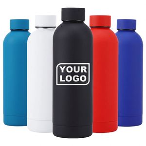 Custom Logo 500ml Drink Bottle 304 Stainless Steel Double Wall Vaccum Flask Thermal <b>Rubber</b> <b>Paint</b> Matte Sports Water Bottle - Product Image 1