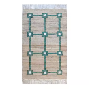 พรมปอกระเจาถักด้วยมือเป็นมิตรต่อสิ่งแวดล้อมพรมคอตตอนผสมเสื่อปูพื้นเส้นใยธรรมชาติที่ทนทานงานตกแต่งบ้านที่ทันสมัย - Product Image 1