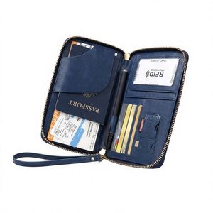 Porta Pasaportes Multifuncional Personalizado de Cuero PU, Bolsa para Certificados de Viaje, Cartera para Tarjetas y Boletos con Correa - Product Image 1