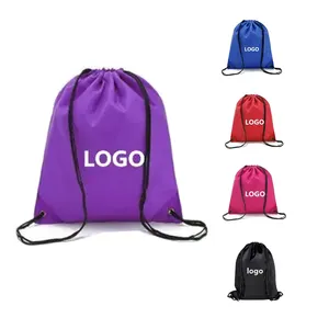 Evercredit Personalized Custom Foldable Nylon Shopping Drawstring Bag With Logo Printed