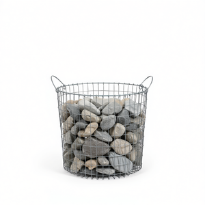 Ensemble de 3 paniers en fil de fer galvanisé argenté, style gabion, pour rangement, salon, style industriel, à un seul niveau - Product Image 1