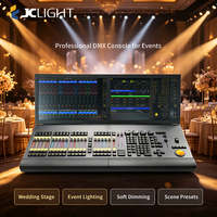 Console d'éclairage de scène professionnelle DMX512 compatible MA2, double écran tactile 19 pouces, 6 sorties avec flight case pour DJ