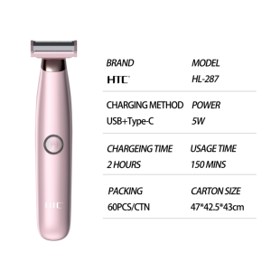 HTC vente HL-287Hot tondeuse à cheveux rechargeable USB sans danger pour la <span class=keywords><strong>peau</strong></span> des hommes Kit <span class=keywords><strong>de</strong></span> toilettage tondeuse à <span class=keywords><strong>barbe</strong></span> électrique rasoir pour femme - Product Image 4