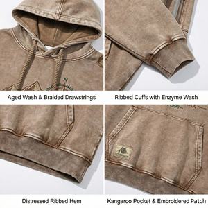 TKAN752D Custom French Terry casual Heavyweight 500 Gsm Hoodie <b>streetwear</b> Loose fit Vintage Washed 100% Cotton Hoodie for Men - Product Image 2