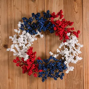 Foam Berry Independence Day National Flag Wreath For 4 Of July Independence Day Door Decoration DIY Wreath