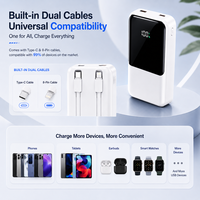 Cargador Portátil de Alta Capacidad de 20000 mAh con Cables Tipo C Integrados, Carga Rápida de 22.5 W para Viajes