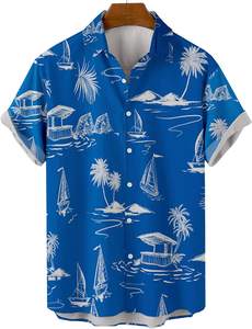 Novedades Camisa informal con estampado de moda de verano para hombre Top transpirable con cuello vuelto con estampado blanco y negro - Product Image 4