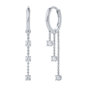 Boucles d'oreilles pendantes ROXI Fashion en argent S925 plaqué or 18 carats avec chaîne longue et pampilles en diamants pour femmes - Product Image 2