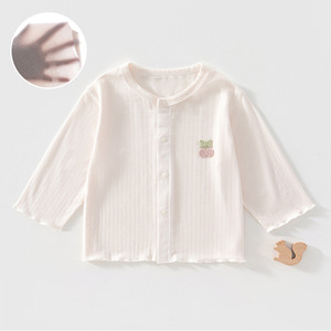 Cardigan pour filles couleur unie en Lyocell, collection été 2026, ouvert sur le devant, haut fin - Product Image 1