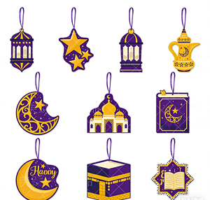 HR Ramadan Islamic Hanging Decorations Paper CardMuslim <b>Eid</b> Party Supplies Wholesale <b>Eid</b> Mubarak Ornament Set for Party - Product Image 4