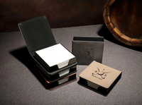 Bloc-notes adhésif personnalisé en similicuir laserable portable, mini bloc-notes adhésif carré en similicuir personnalisé